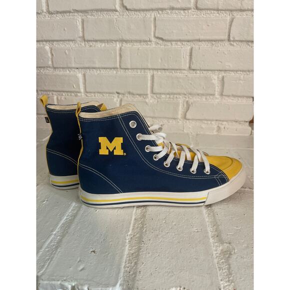 University of Michigan SKICKS High Top Maze and Blue Sneaker Men's Size 11 - Picture 4 of 5